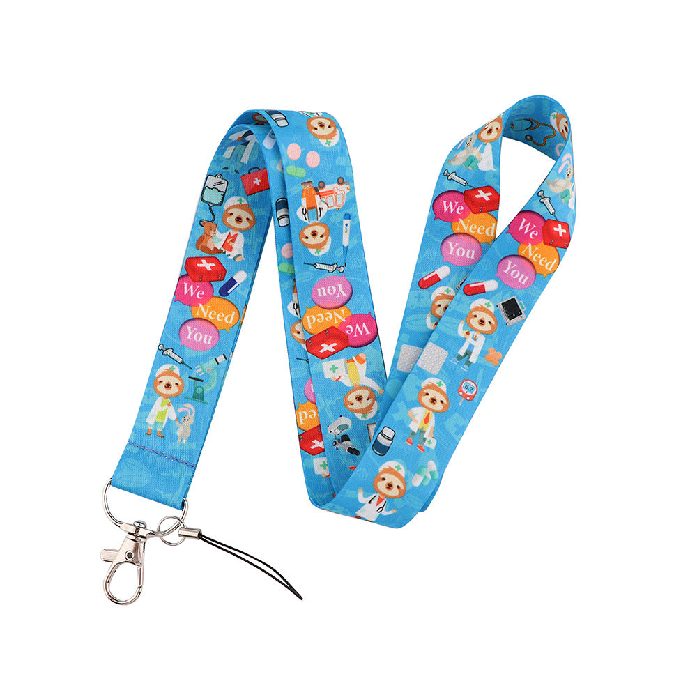 Wholesale Polyester Cute Sloth Mobile Phone Lanyard Keychain